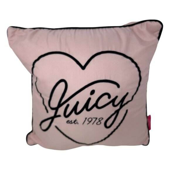 Juicy Couture Pink Throw Pillow Heart Home Decor Accent Logo Baddie Coquette Y2K - Picture 5 of 15